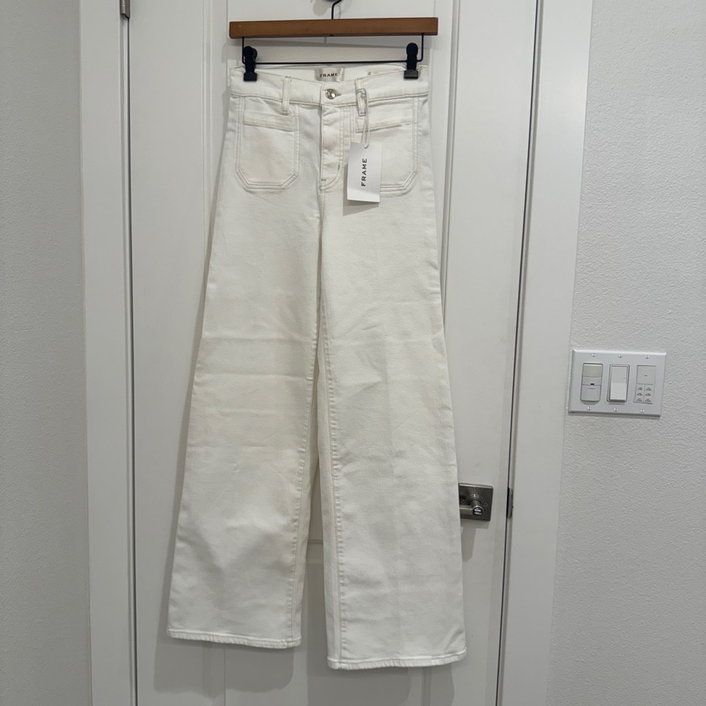FRAME Le Slim Palazzo High Rise
Wide Leg Wide Leg White Women's Jeans Sz 25 $288 - Picture 7 of 16